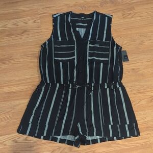 Mossimo Romper Overall Black and White Striped Sleeveless Romper Size XXL NWT